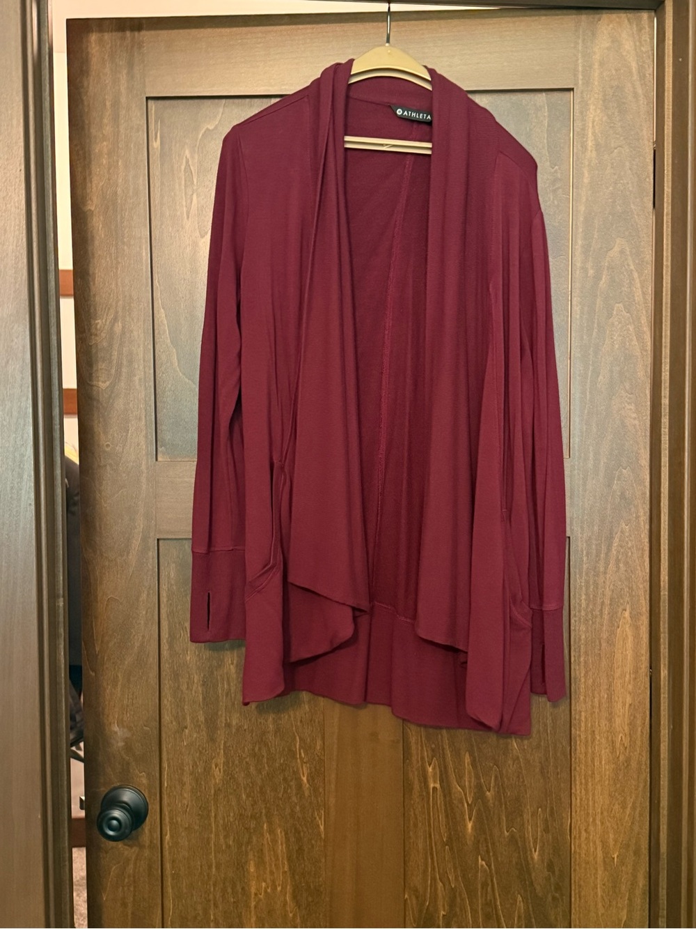 Athleta Pranayama Wrap - Women's Maroon Open-Front Lightweight Cardigan